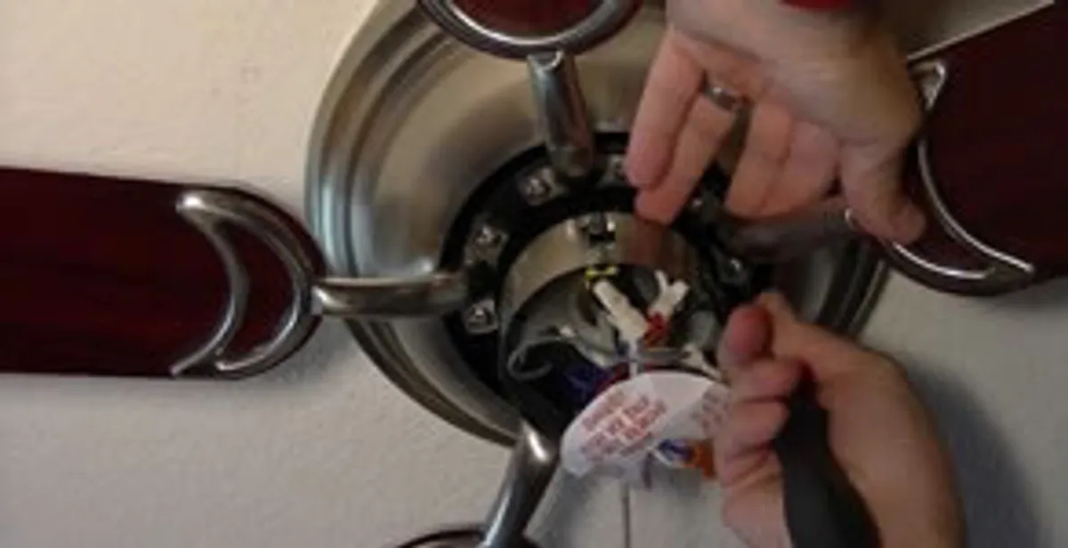 Ceiling fan installation with electrical wiring and mounting by professional electrician in Green Bay, WI