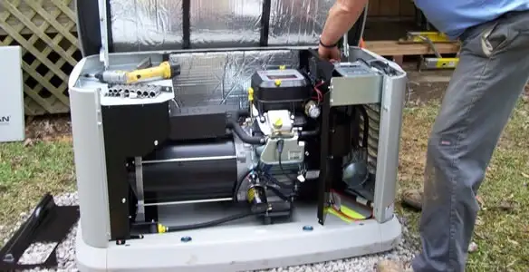 generator installation service showing technician connecting and configuring generator components in Green Bay, WI