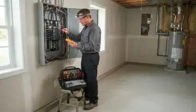 Electrician performing a home electrical inspection in Green Bay, WI