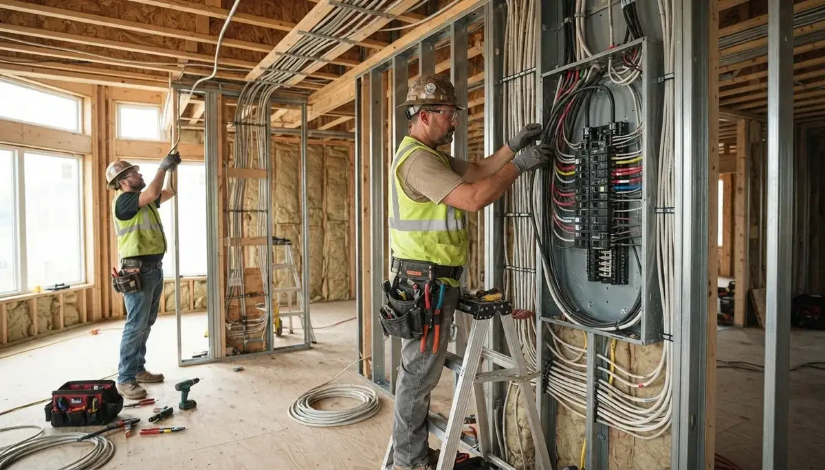 Electrician providing new construction wiring services in Green Bay, WI
