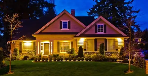 security light installation services illuminating a residential exterior at night in Green Bay, WI
